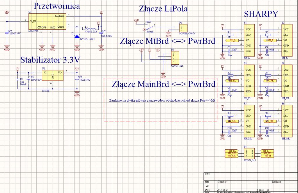 8.4 Płytki modułu zasilania oraz czujników odległości8 ELEKTRONIKA 8.