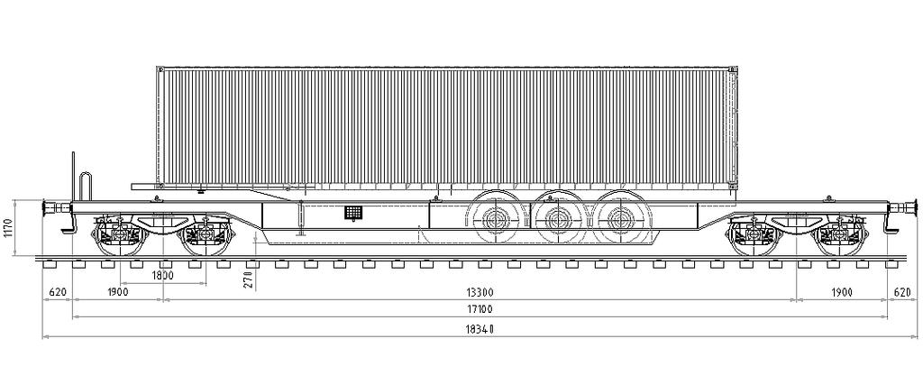 Środki do przewozu kontenerów w transporcie kolejowym Wagon kieszeniowy wagon z kieszeniami w podłodze, w których umieszcza się tylko osie naczepy z kołami, a skrzynia ładunkowa jest z przodu oparta