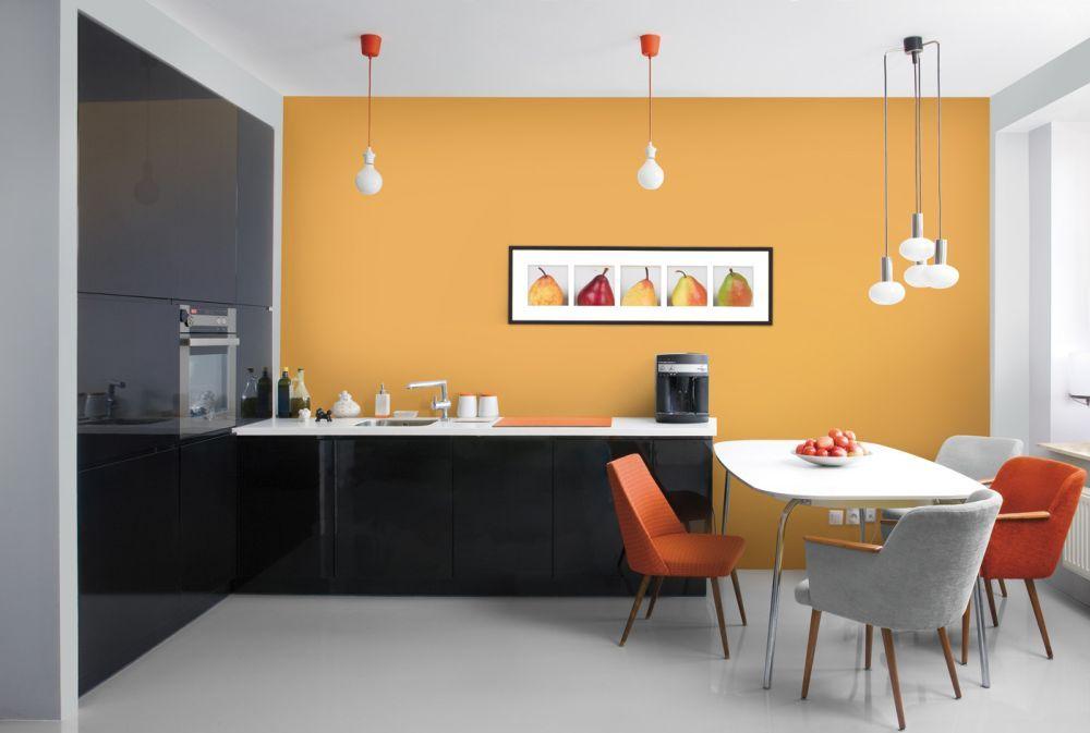 Aranżacja kuchni pomarańczowej wykonana farbą Dekoral Łazienka & Kuchnia Zobacz także: Kuchnia w kolorach: