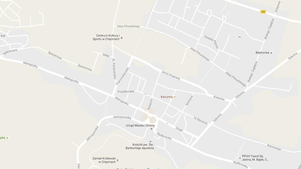 Mapa 12 Chęciny główne ulice Źródło: