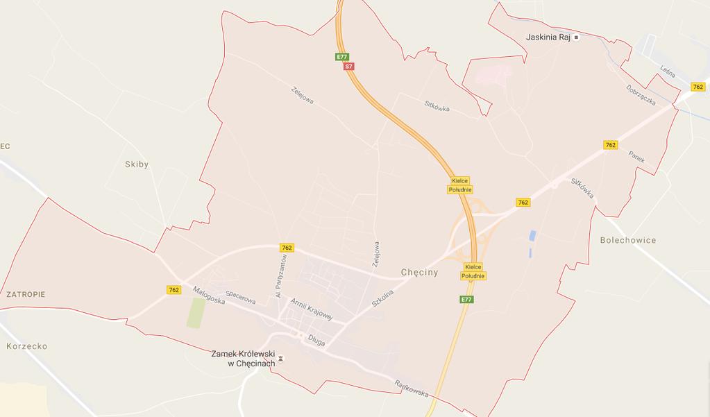 Mapa 6 Miasto Chęciny obszar zdegradowany