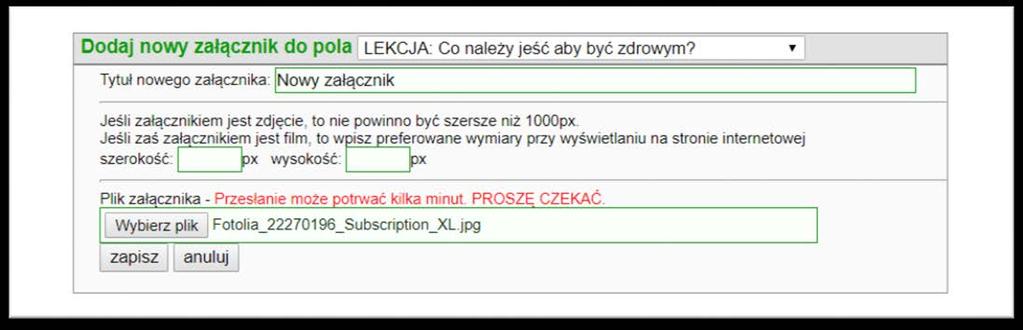 18 Krok 13. Zapisz załącznik klikając w przycisk zapisz.