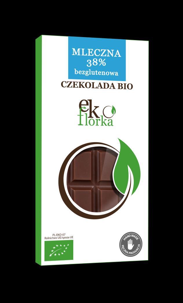 CZEKOLADY MLECZNE BIO 38% CZEKOLADA MLECZNA BIO 85 G CZEKOLADA MLECZNA BIO 85 G Z TRUSKAWKAMI I MALINAMI SKŁADNIKI: CUKIER TRZCINOWY BIO, TŁUSZCZ KAKAOWY BIO, MLEKO PEŁNE W PROSZKU BIO, MIAZGA