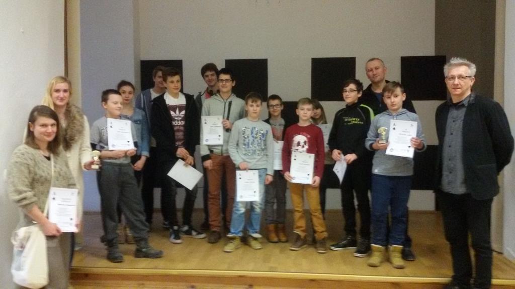 Indywidualne Mistrzostwa Województwa Mł. Szkolnej 2016 Olsztyn, 2.02.2016 (startowało 12 zawodników): 1. Piotr Cichocki (II LO Olsztyn) 76,6% Mistrz 2.