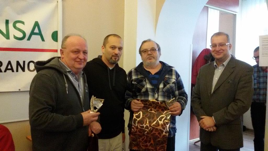 V Turniej Par pamięci Andrzeja Czernik o Puchar TU COMPENSA Centrum P-N Mł. Eu., Olsztyn, 26.11.2016r., (20 par) 1. Roman Kierznowski - Zbigniew Rogowski 61.47 % 2.