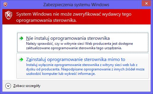 7. W pierwszej kolejności system sprawdza sterownik, a ponieważ