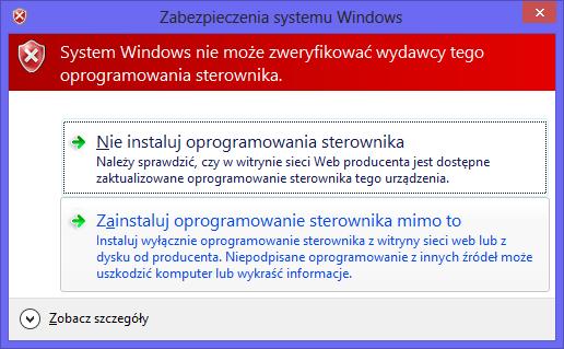 7. W pierwszej kolejności system sprawdza sterownik, a ponieważ