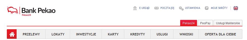 3.3. MENU SERWISU Po poprawnym zalogowaniu wyświetli się strona główna zawierająca podsumowanie Twoich finansów z podziałem na sekcje: Aktywa (rachunki, lokaty, fundusze), Kredyty i karty oraz Usługi