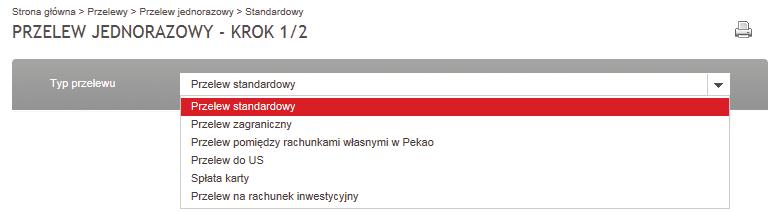 2. Wskaż typ przelewu, jaki chcesz wykonać spośród następujących: 3. Wprowadź kwotę, numer rachunku i dane odbiorcy oraz tytuł przelewu. 4.