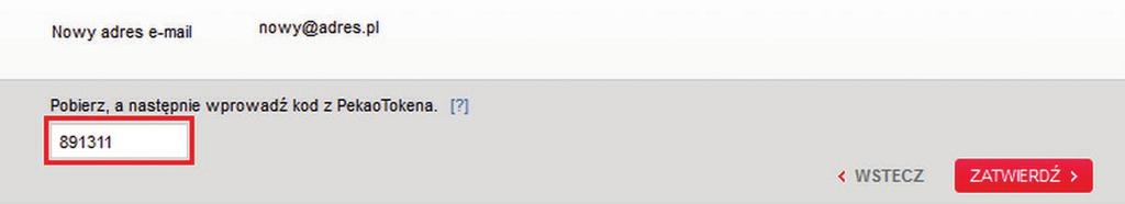 Wygenerowany kod wprowadź w odpowiednie pole w serwisie w celu zatwierdzenia operacji.