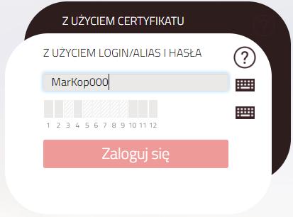 Dozwolone są małe i duże litery (bez znaków narodowych), cyfry oraz znaki specjalne:!@#$%^&*()-+. c. klika na akcję <Zaloguj się>.