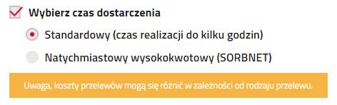 g. w przypadku zaznaczenia opcji [Wyślij potwierdzenie], system zaprezentuje pole do wprowadzenia adresu e-mail do Odbiorcy przelewu.