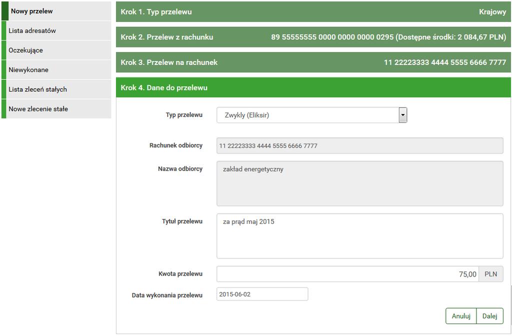 100 Definicje Rysunek 11.15: Wykonywanie przelewu na podstawie definicji Rysunek 11.