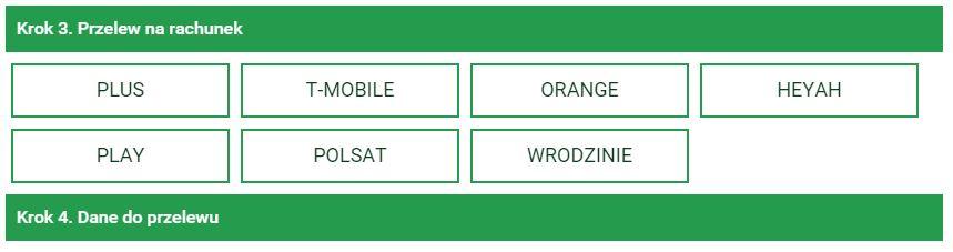 4.1 Nowy przelew 31 leconym od ZUS, prosimy o kontakt z ZUS osobiście lub telefonicznie pod numerem tel. 22 560 16 00. 4.1.6 Doładowanie telefonu Aby wykonać doładowanie bez użycia definicji, należy z Menu głównego wybrać moduł Przelewy, a następnie z menu bocznego opcję Nowy przelew.