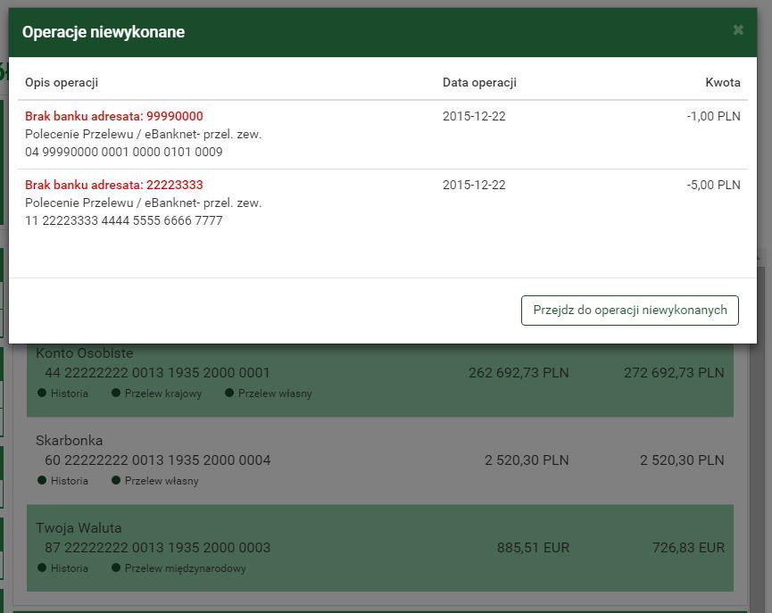 4.5 Lista zleceń stałych 41 Rysunek 4.34: Niewykonane po zalogowaniu Rysunek 4.