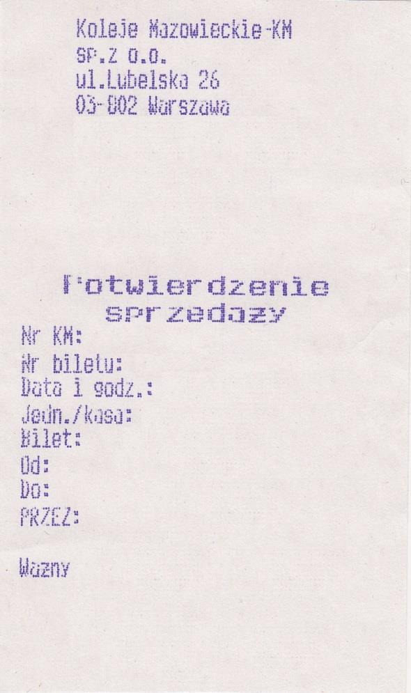 POTWIERDZENIE SPRZEDAŻY