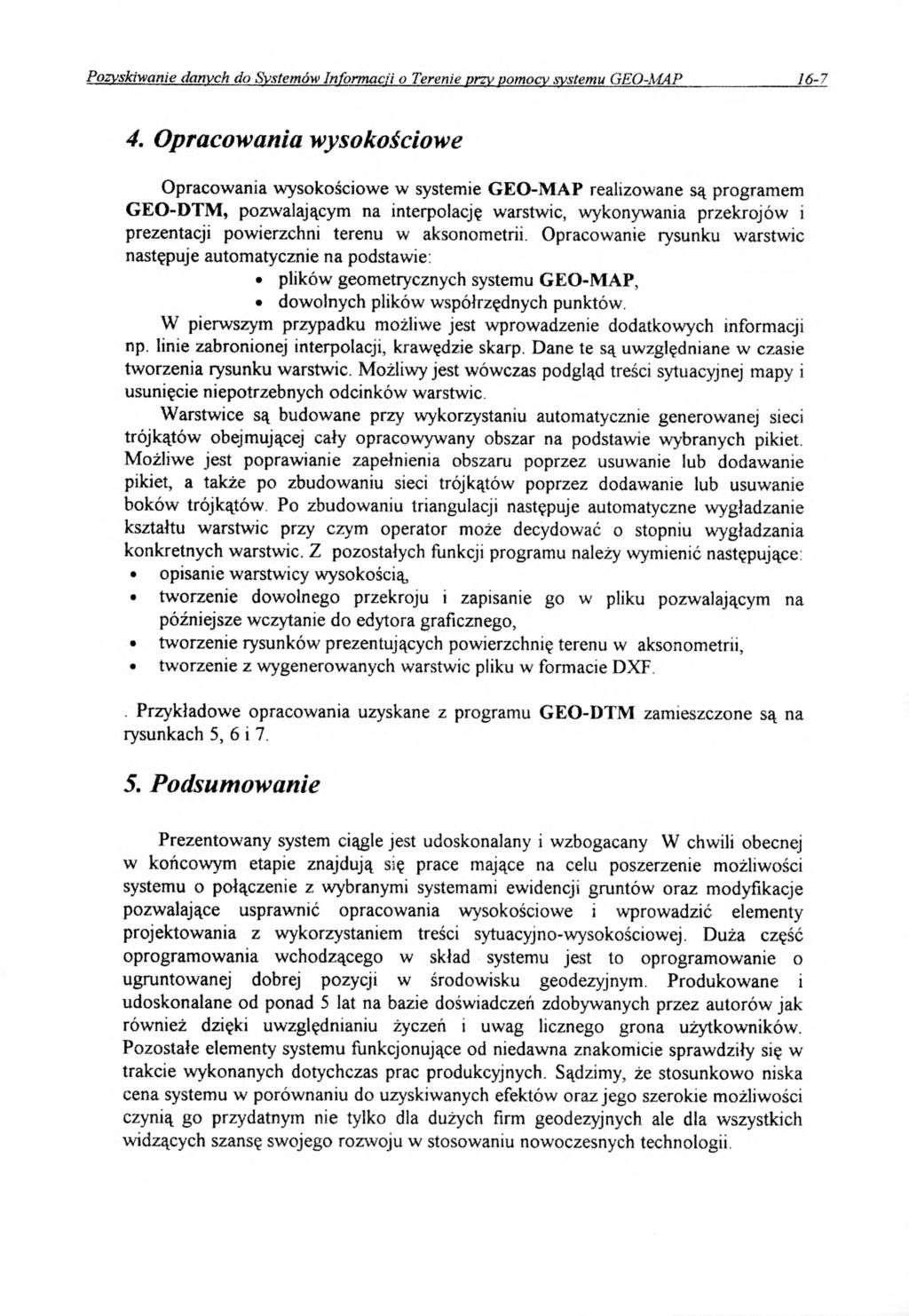Pozyskiwanie danych do Systemów Informacji o Terenie przy pomocy systemu GEO-MAP 16-7 4.