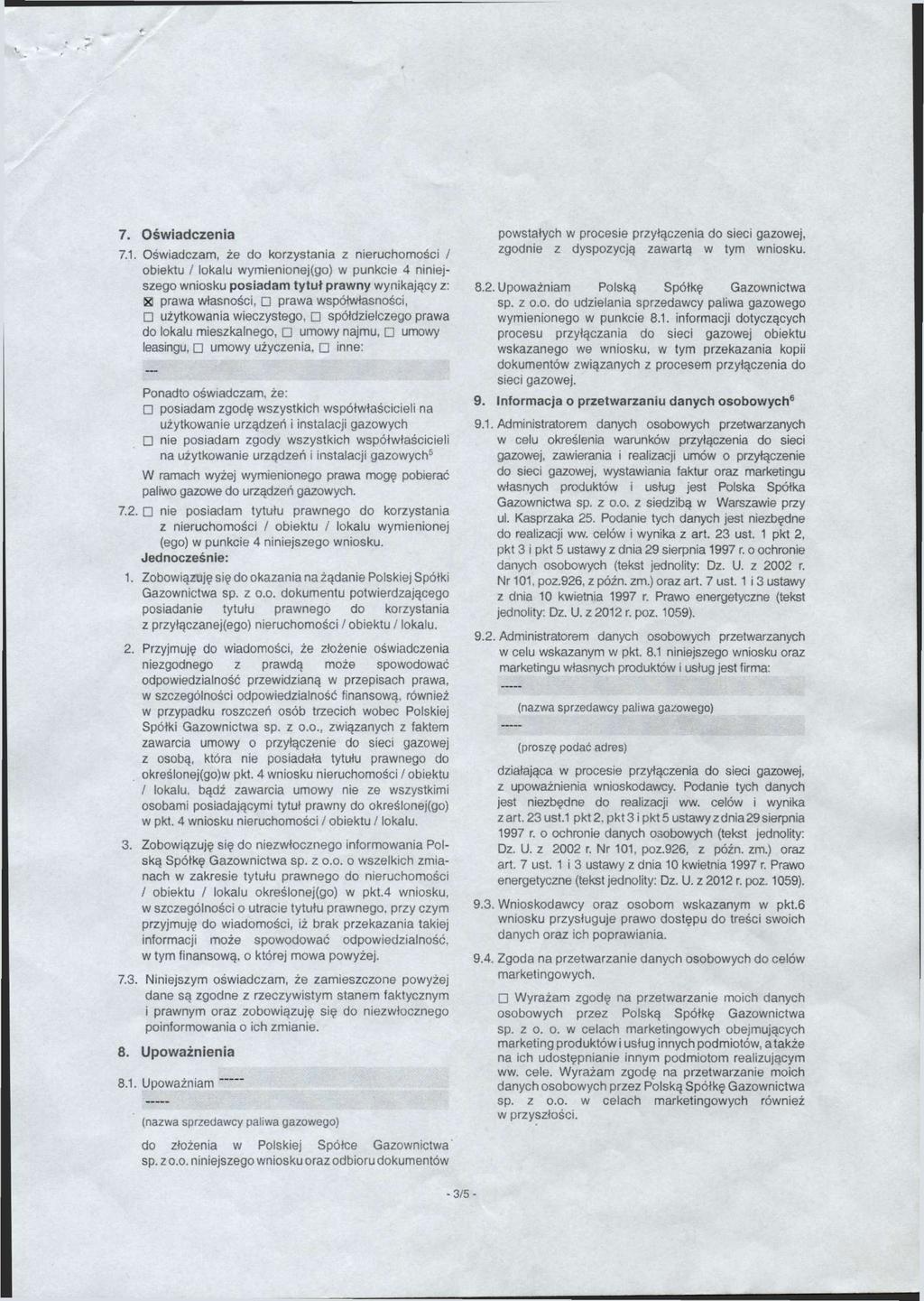 7. Oświadczenia 7.1.