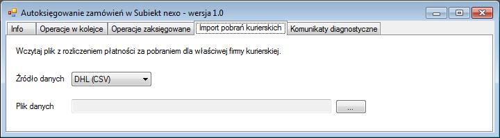 Rozliczanie kurierskich przesyłek pobraniowych Dodatkowa funkcjonalność, dostępna z poziomu okna podglądu pluginu, pozwala zaczytywać pliki z rozliczeniami kurierskich przelewów pobraniowych.