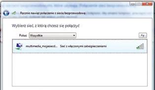 Zaznacz nazwę skonfigurowanej sieci bezprzewodowej. Następnie kliknij przycisk Połącz.