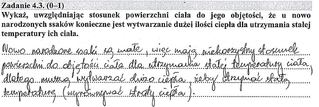 Biologia 31 Przykład 6. Stosunkowo duża grupa zdających błędnie odnosiła się do wytwarzania energii w mitochondriach, a nie do przetwarzania jednej formy energii w inną. Przykład 7.