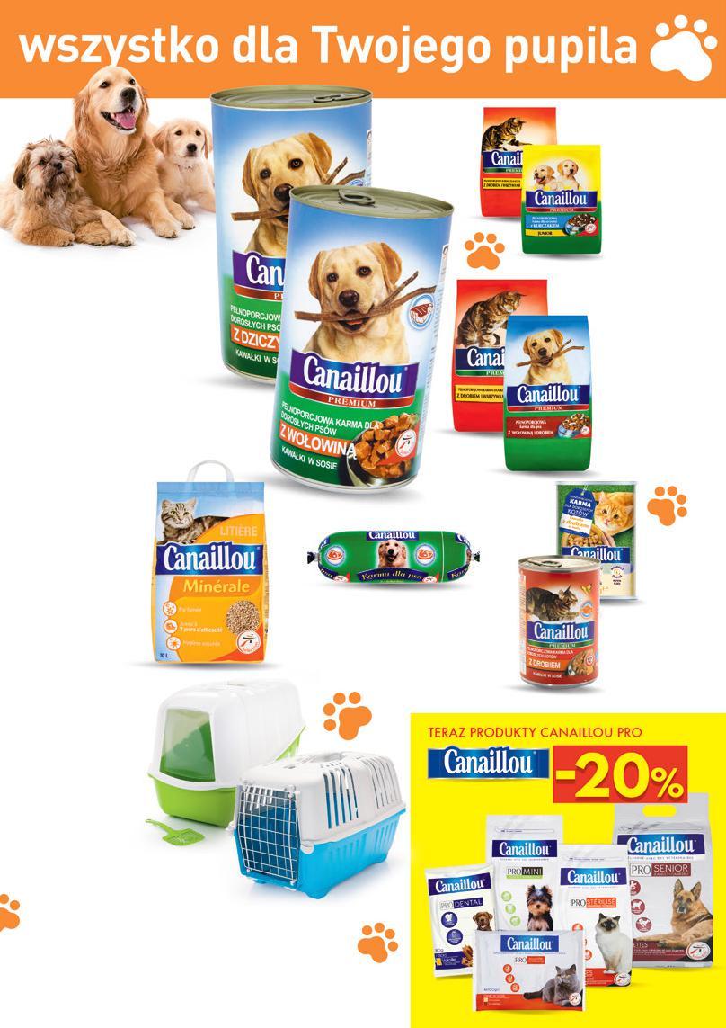 Pokarm dla psa Canaillou 1240 g cena regularna: 4,99 zł / 4,02 zł / wtedy KUP 2 za 5,99 zł MOŻLIWY MIX RODZAJÓW 3 00 2,42 zł / Karma dla psa 0,5 kg Karma dla kota 0,4 kg Canaillou od 4,78 do 5,98 zł