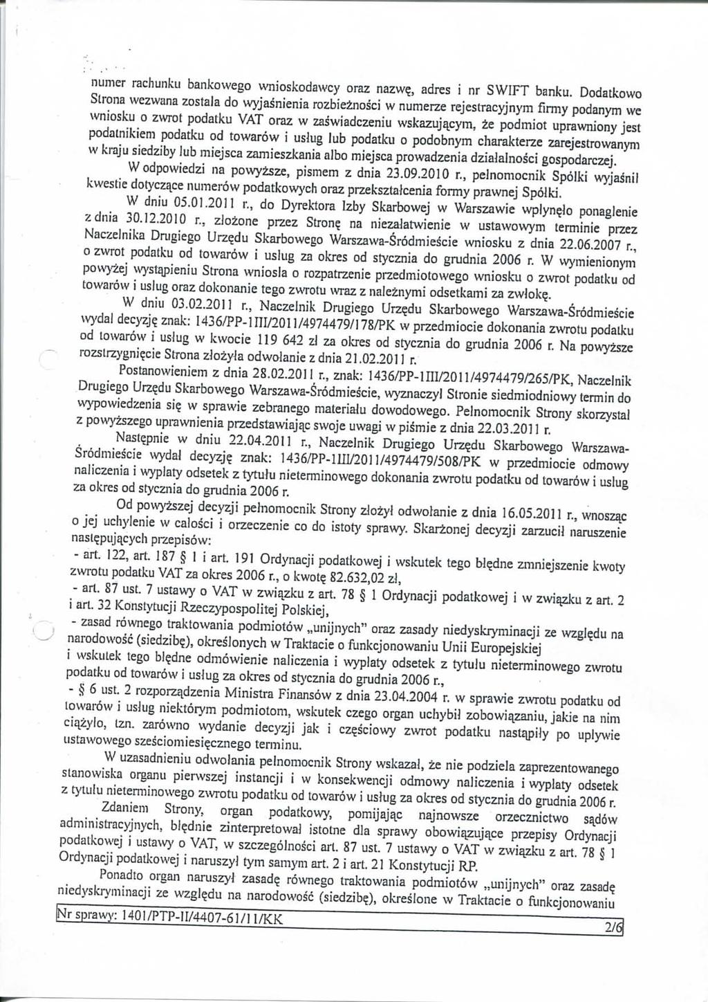 numer rachunku bankowego vwioskodawcy oraz nazw?, adres i nr SWIFT banku.