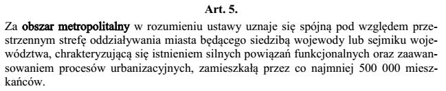 Związki metropolitalne na podstawie ustawy o związkach metropolitalnych z 2015 r.