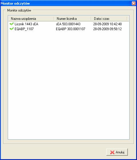 Rys. 106: Okno inspektora wskaźników 11.1.5 Monitor odczytów Monitor odczytów (Rys. 107) moŝna wywołać z menu głównego modułu. Rys.