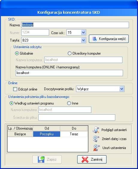 Doczytywanie profilu definiuje, w jakich odstępach czasu ma być doczytywany profil mocy przez serwer odczytów (co cykl, co godzinę, co dobę) wymagane włączenie opcji