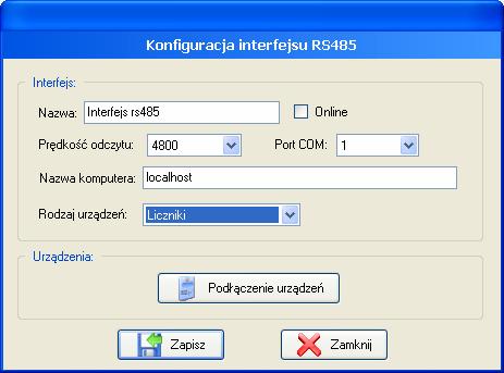 Po zmianie parametru naleŝy wykonać restart usługi serwera odczytów; Port COM numer portu szeregowego, przez który odczytywane będą liczniki podłączone pod interfejs; Prędkość odczytu prędkość pracy