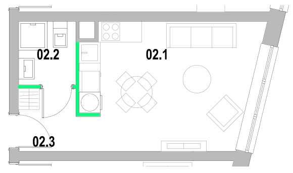 Parapety okienne znajdują się na wysokości 40 cm, co umożliwia