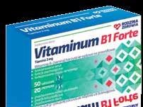 50 tabletek EAN: 5902666650221 Nr towaru: 118036 Vitaminum B1 Forte Vitaminum B1 Forte zawiera tiaminę, która korzystnie wpływa na funkcjonowanie serca.