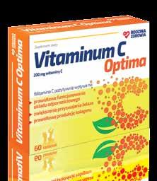 dzieci powyżej 6. roku życia, dorośli 2 tabletki. 60 tabletek EAN: 5902666650214 Nr towaru: 119240 Vitaminum C Optima uzupełniający dietę w witaminę C.