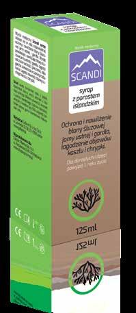 Wyroby medyczne Syrop Scandi stosuje się w celu odpowiedniej ochrony i nawilżenia błony śluzowej jamy ustnej i gardła.