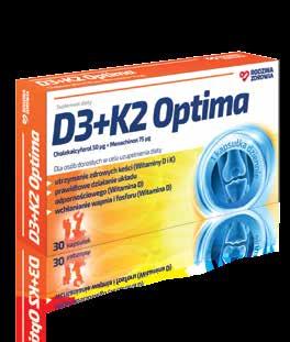 D3 Optima polecany jest dla osób dorosłych jako uzupełnienie codziennej diety w witaminę D, szczególnie w okresie jesienno-zimowym. D3 Optima zawiera 2000 j. m.
