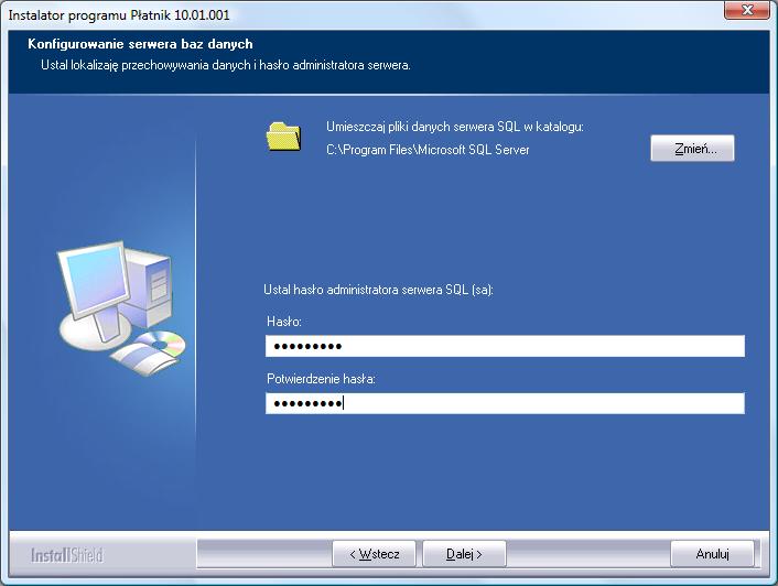 Rysunek 15. Okno instalatora: Konfigurowanie serwera bazy danych 5. W kolejnym oknie (patrz Rysunek 9) należy skonfigurować konto administratora programu podając imię, nazwisko oraz hasło. 6.