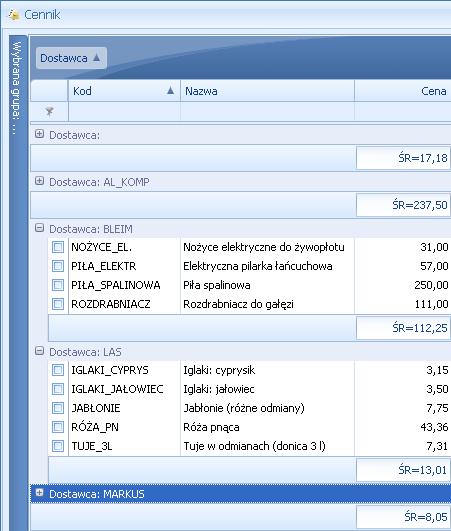 2.2.6 Powiększony widok listy <F6> Rys 21. Agregacja dla podgrup Po wybraniu klawisza <F6> na listach jest dostępna opcja powiększenia widoku.