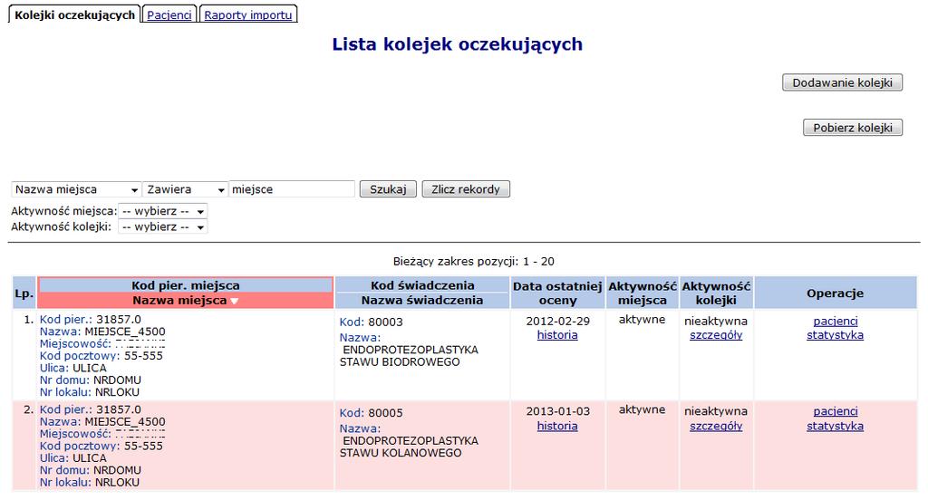 Dodatkowo w kolumnie Operacje w głównym oknie zgłoszeń zmian do umowy pojawi się opcja pobierz PDF, która umożliwia pobranie i zapisanie na dysku następujących wydruków w formacji PDF: Listy