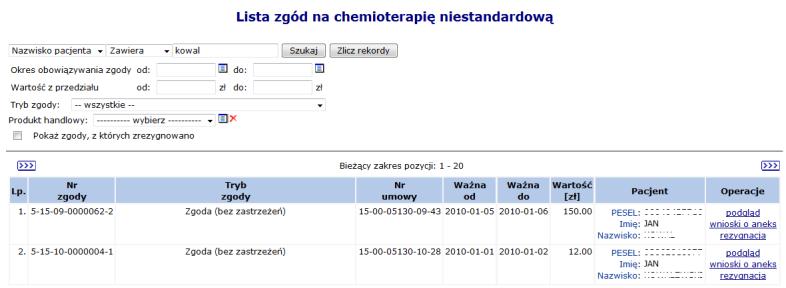 W drugim etapie potwierdzania wniosku przez konsultanta wyświetlane jest Podsumowanie informacji o wystawionej opinii. Opcja umożliwia zatwierdzenie opinii konsultanta.