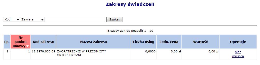 8.5.1 ZPO: Przeglądanie zakresów świadczeń Podobnie jak w innych rodzajach świadczeń w ZPO dostępna jest opcja: zakresy świadczeń.