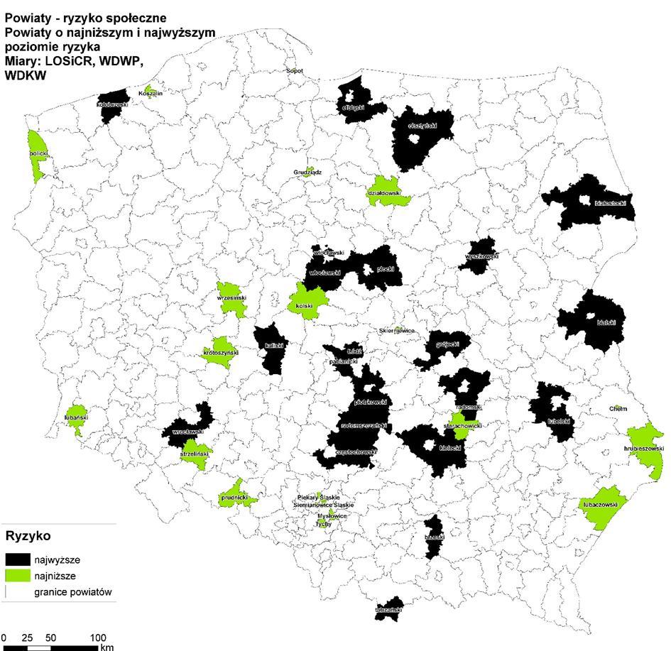Ranking powiatów kryterium LOSiCR, WDPW, WDKW P o w ia ty n a jg o rs z e P o w ia ty n a jle p s z e 0418 włocła wski (K P ) 2474 m. S ie mia nowice Ś lą skie (Ś L ) 0223 wrocławski (D Ś ) 2476 m.