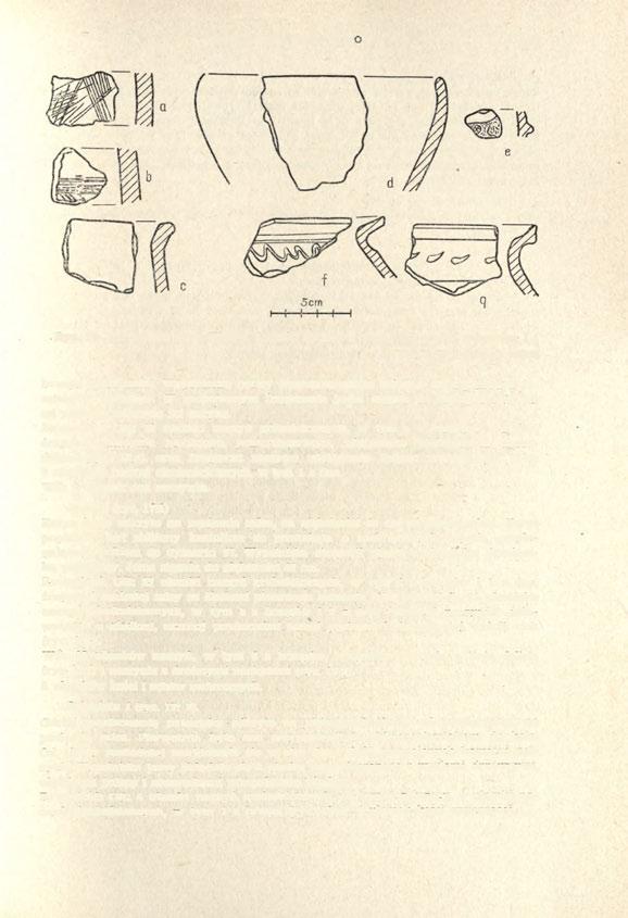 TARCHALICE, POW. WOŁÓW 413- Ryc. 18. Tarchalice, pow. Wołów. Ułamki naczyń z jam 4 i 5 oraz z paleniska 1 Rys. W. Hadyńska, I. Tołkin brzegu przez rzekę.