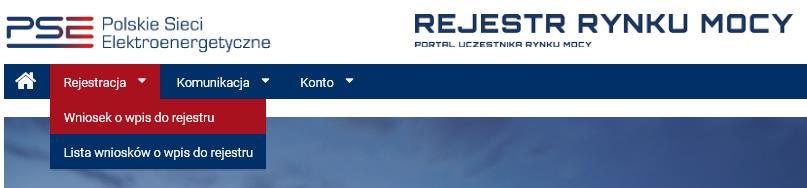 5 W celu złożenia wniosku o wpis do rejestru, z menu głównego należy wybrać pozycję Rejestracja Wniosek o wpis do rejestru. UWAGA! Uzupełnienie wszystkich pól oznaczonych * jest obowiązkowe.