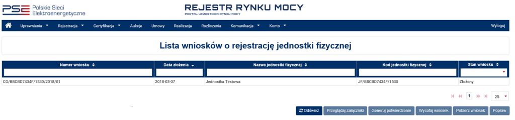 6 PRZEGLĄDANIE WNIOSKÓW O WPIS DO REJESTRU Aby przeglądać złożone wnioski o wpis do rejestru jednostki fizycznej, należy zalogować się na uprzednio utworzone konto w PURM.