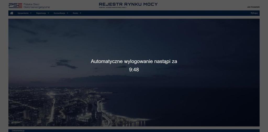Jeśli wszystkie dane zostały zapisane, należy kliknąć przycisk Opuść stronę celem potwierdzenia wylogowania.