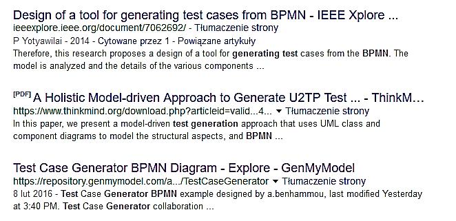 2. Generowanie testów z modeli BPMN Próby i