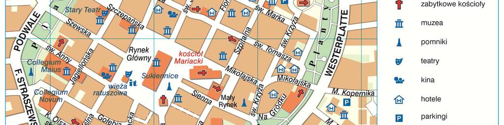 Korzystając z planu Starego Miasta w Krakowie, uzupełnij luki w zdaniach Zwiedzanie Starego Miasta zaczęliśmy od Barbakanu, który znajduje się przy ulicy.