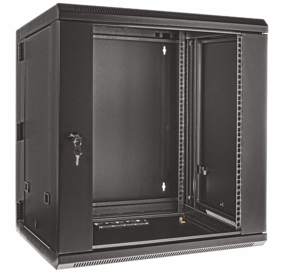 bocznych w drzwiach Szafa D6612 Szafa Rack 19" dwusekcyjna KOMPONENTY rozmiar: 12U wymiary: 600 x 600 x 635mm (szer./gł./wys.