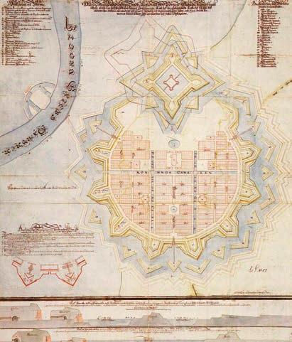 Ryc. 190. Landskrona Projekt regulacji i rozszerzenia miasta twierdzy Landskrony opracowanego przez Erika Dahlbergha w roku 1680.